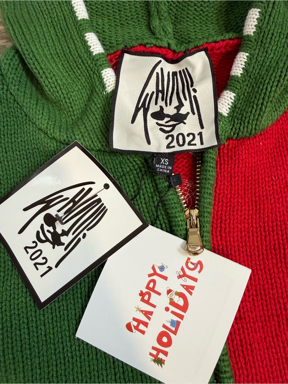 Whoopi Goldberg "Ugly Christmas Sweater" Holiday Hoodie Knit Cardigan - Picture 3 of 9